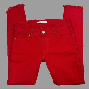 Levis 711 Skinny Jeans - Mid Rise - 25 x 30 - Valentine Red
